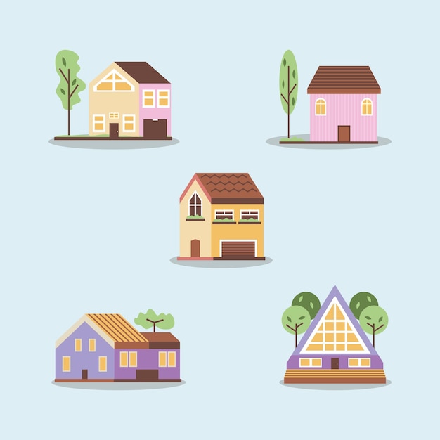 Vector houses exterior icon collection