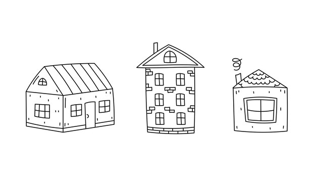 Houses set in doodle style