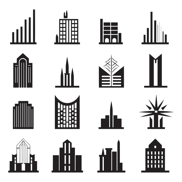 Houses and skyscrapers logo or badge in vintage style