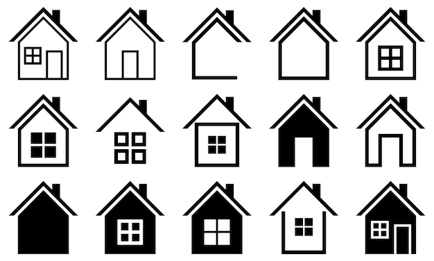 Vector houses vector icons set logo symbols isolated on a white background