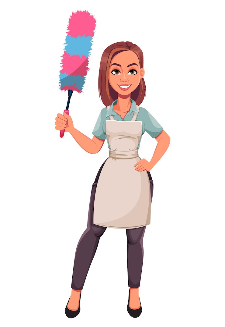 Vector housewife concept young pretty stylish woman
