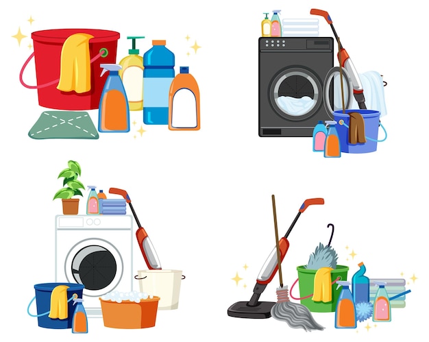 Set di attrezzature e strumenti per lavori domestici