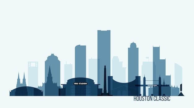 Houston skyline, gedetailleerd silhouet. Trendy vectorillustratie, lineaire stijl