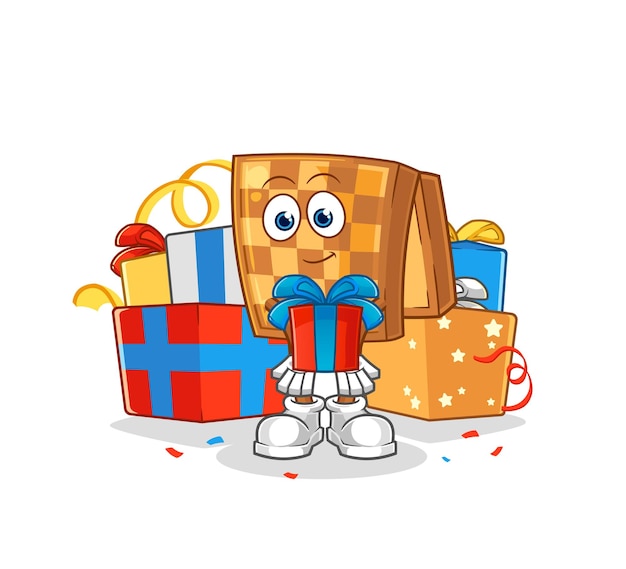 Hout Schaken geven geschenken mascotte cartoon vector