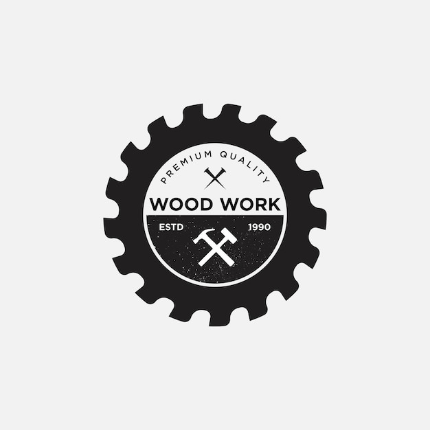 Vector hout werk vintage logo ontwerp sjabloon vector