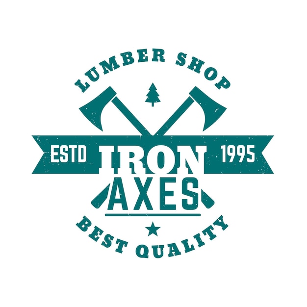 Hout winkel vintage logo, logo met houthakkers assen, vectorillustratie