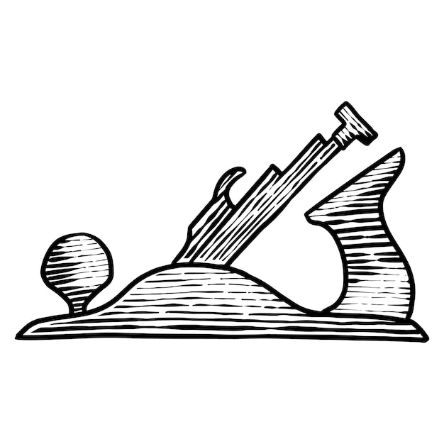Houtbewerking vliegtuig hand getekende illustratie