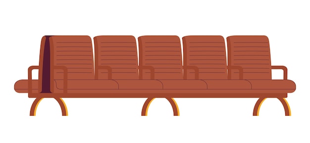 Vector houten bank semi egale kleur vectorobject comfortabele stoelen in wachtkamer bewerkbare cartoon clip art pictogram op witte achtergrond eenvoudige plek illustratie voor web grafisch ontwerp