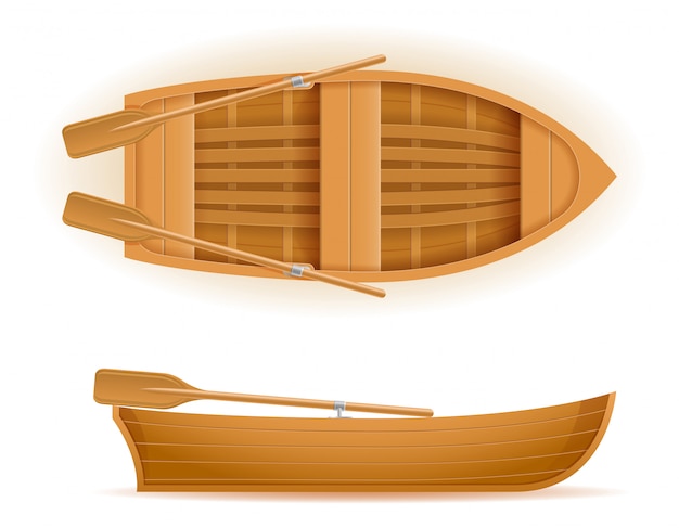 Houten bootbovenkant en zijaanzicht vectorillustratie