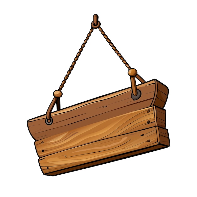 Houten bord met een touw dat aan een spijker hangt