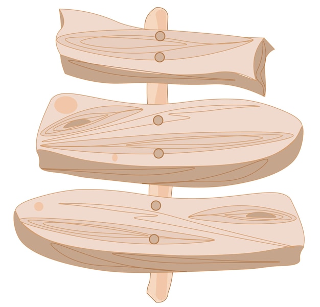 Houten bord op een stokje met drie houten bordjes erop