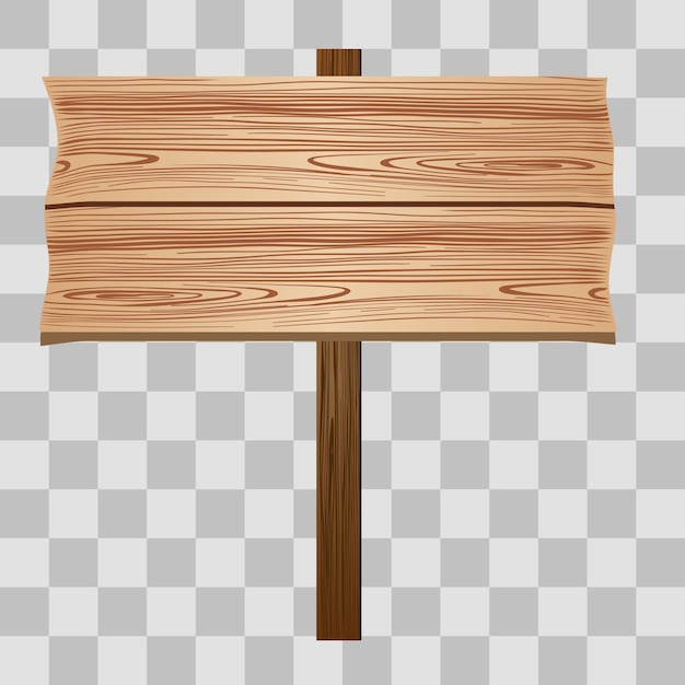 Houten bordbord blanco promotie en decoratie met doorzichtige achtergrond Houten banner billboard