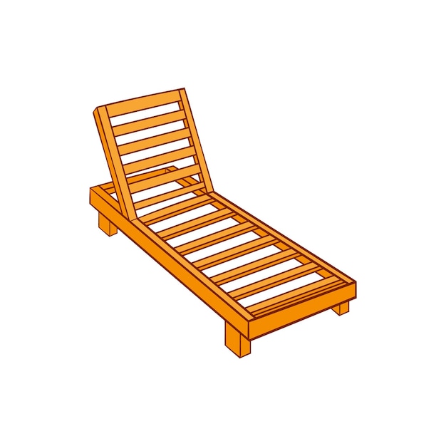 Houten chaise longue icoon in cartoon stijl geïsoleerd op een witte achtergrond Ontspan symbool