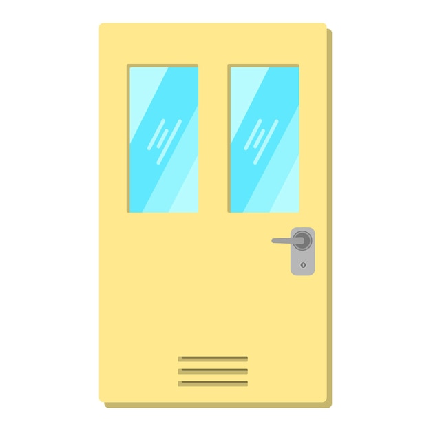 Vector houten deur met glazen raam eenvoudig ontwerp element platte vectorillustratie
