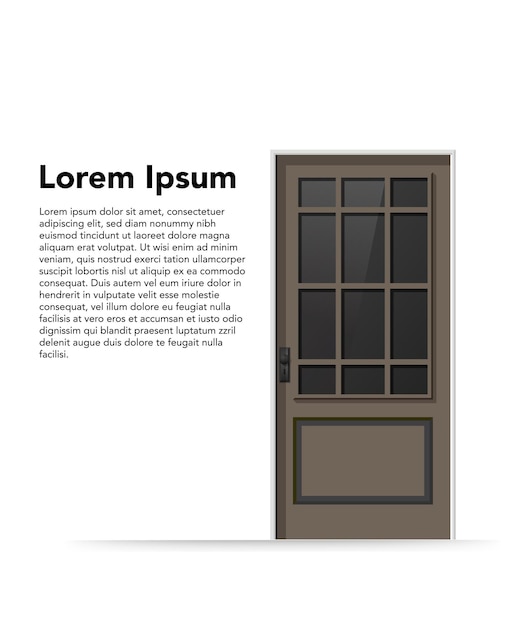 Houten deur platte stijl voor ontwerp op witte voorraad vector illustratie