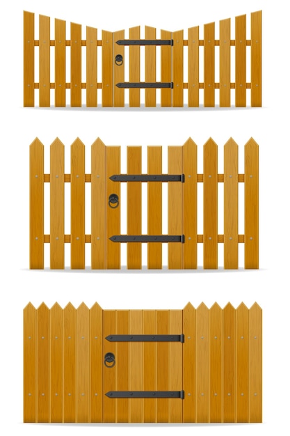 Houten hek met loopdeur vectorillustratie