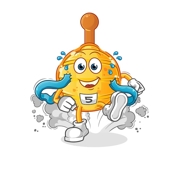 Houten honingdipper runner karakter. cartoon mascotte vector