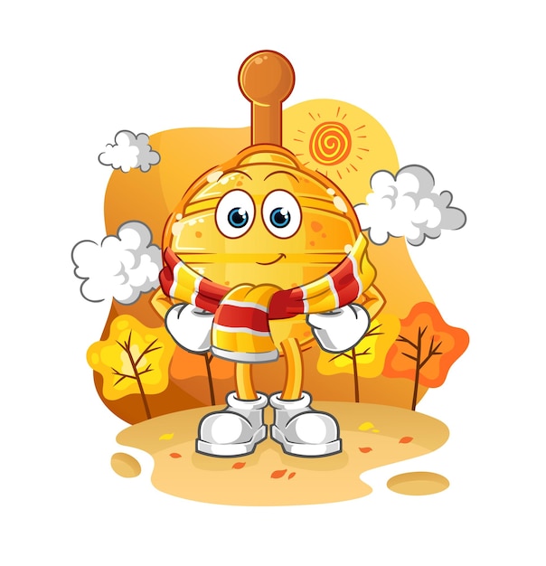 Houten honingsdipper in de herfst cartoon mascotte vector