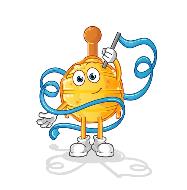 Houten honingsdipper ritmische gymnastiek mascotte cartoon vector