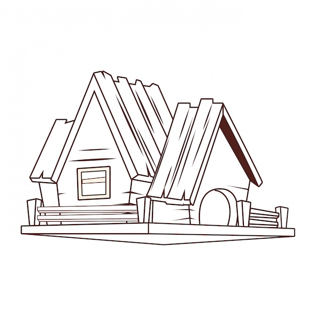 Houten huis cartoon