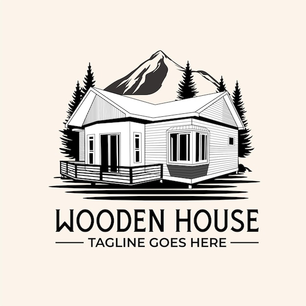 houten huis illustratie ontwerp vector