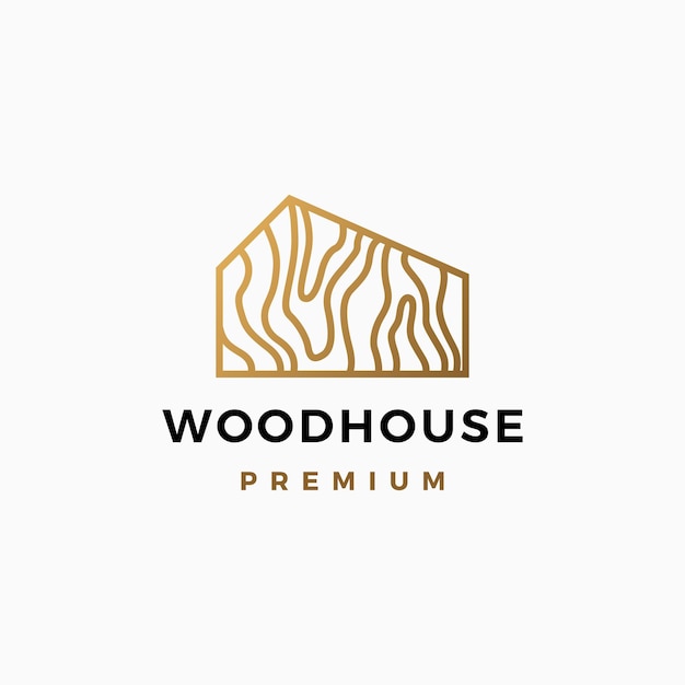 Houten huis Woodhouse Logo Vector Icon Illustratie