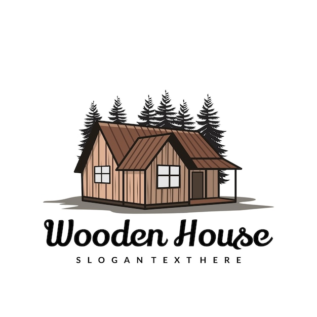 Houten hut huis illustratie ontwerp vector