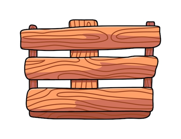 Vector houten kist met horizontale planken in cartoon-stijl. bamboe doos in ecostijl