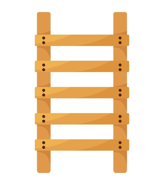 Houten ladder cartoon pictogram geïsoleerd op een witte achtergrond