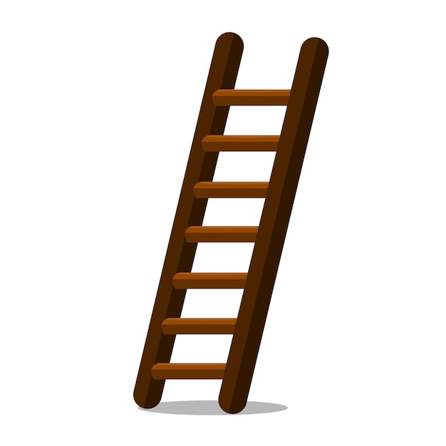 houten ladder geïsoleerd op witte vectorillustratie