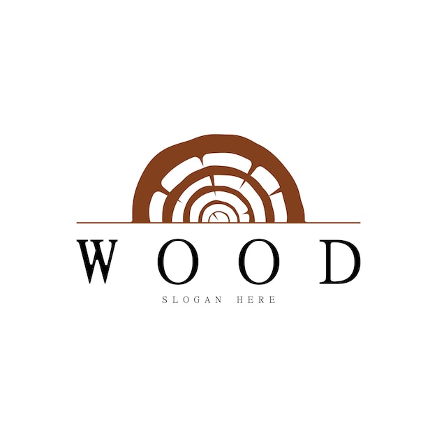 Houten logo sjabloon icoon vector voor houtfabrieken houtplantages log verwerking houten meubelen