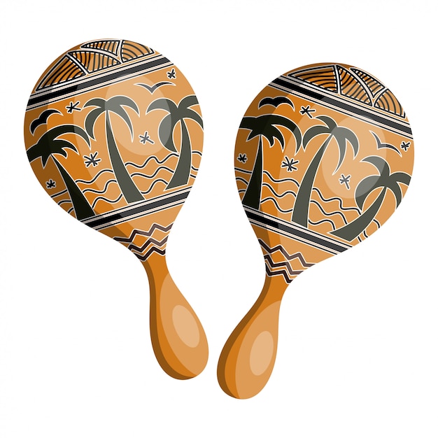 Houten maracas in tribale stijl