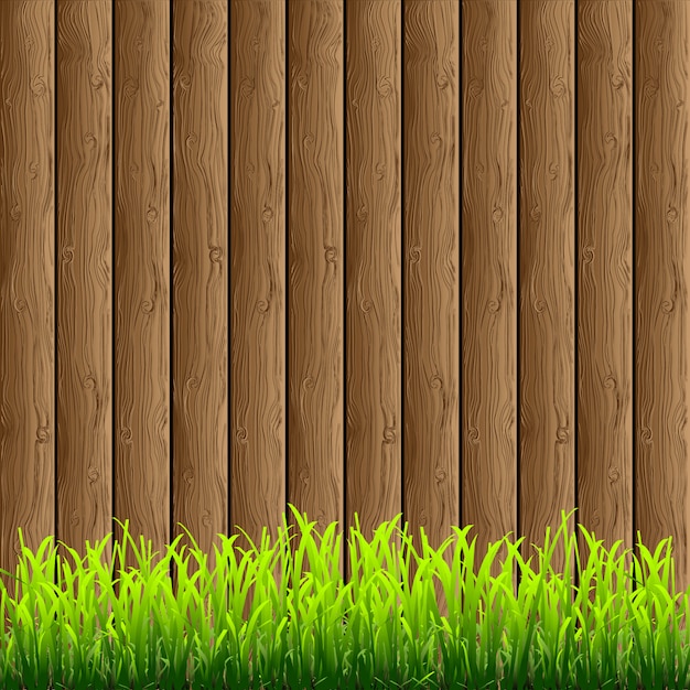 Houten met gras onderrand