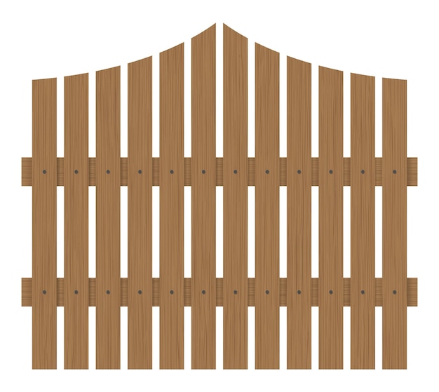 Houten omheining ontwerp landelijke hekwerk constructie in vlakke stijl omsluitend planken werven barrière boerderij of landelijk huis grens geïsoleerd op witte achtergrond