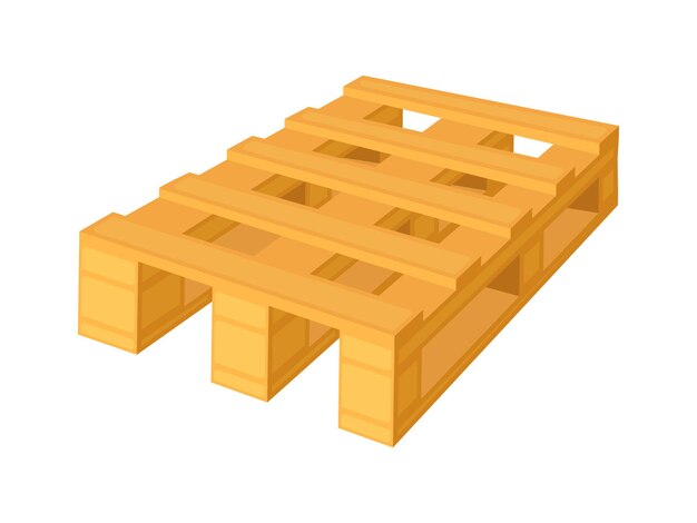 Vector houten pallet in perspectief voor- en zijaanzicht met afmetingen geïsoleerd op een witte achtergrond