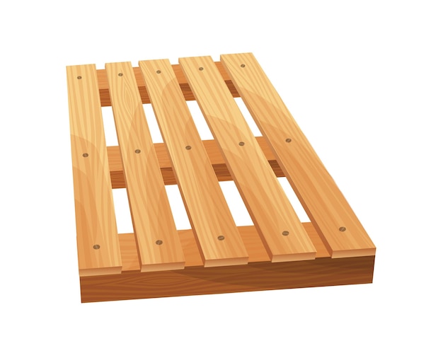 Houten pallet. Platform voor vrachtvervoer. Magazijnplatform op witte achtergrond. Cartoon houten pallet pictogram voor webdesign.