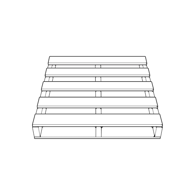 Houten pallet vectorillustratie op witte achtergrond Geïsoleerde isometrische omtrek houten container Isometrische vector omtrek houten pallet