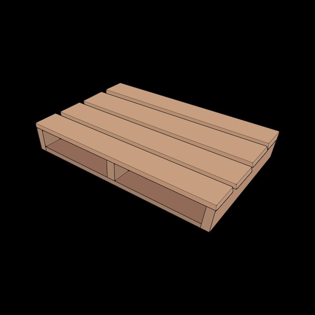 Houten pallet vectorillustratie op zwarte achtergrond Geïsoleerde isometrische houten container Isometrische vector houten pallet