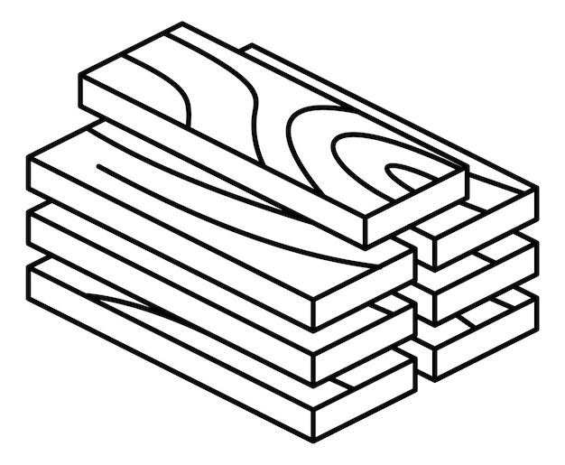 Houten plank icoon. Houten plank stapel. Vloerconstructiemateriaal geïsoleerd op witte achtergrond