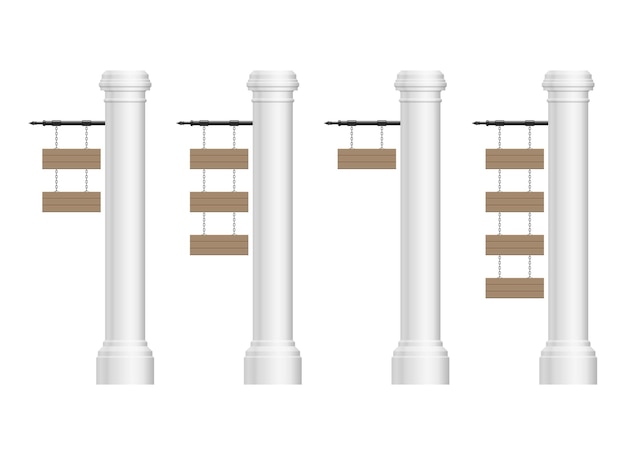 Vector houten planken hangend aan een vintage betonnen pilaar