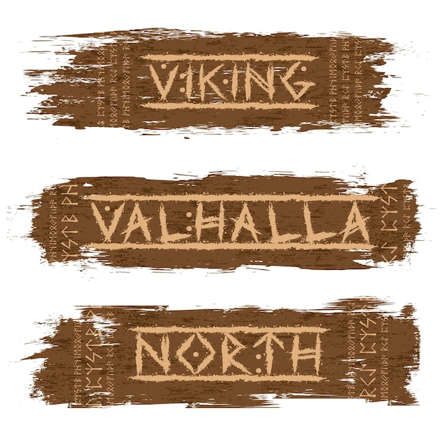 Houten spandoeken met viking tekst