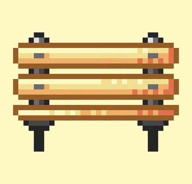 Houten stalen bank pixelart