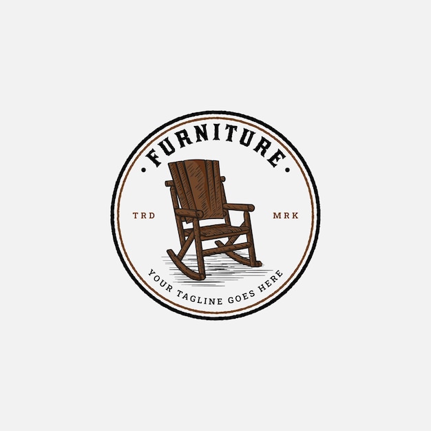 Vector houten stoelen vintage logo ontwerp voor meubelwinkel