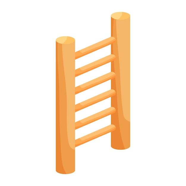 Houten verticale ladder pictogram in cartoon stijl geïsoleerd op witte achtergrond Trap symbool