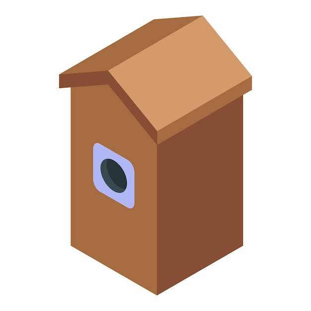 Vector houten vogelhuisje pictogram isometrisch van houten vogelhuisje vector pictogram voor webdesign geïsoleerd op een witte achtergrond