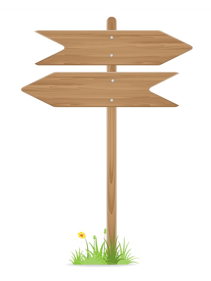 Vector houten voorzie op gras met bloem van wegwijzers op wit wordt geïsoleerd dat