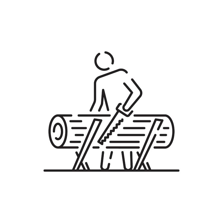 Vector houthakker lijn pictogram log hout houten pictogram kaderstijl voor uw webdesign