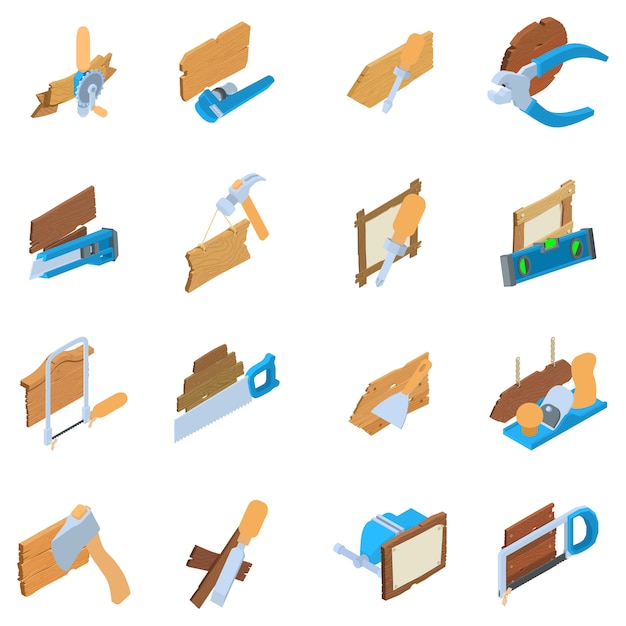 Houtwerk icon set