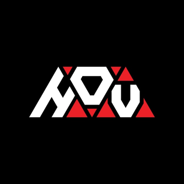 삼각형 모양의 HOV 삼각형 로고 디자인 모노그램, 빨간색의 HOV 터 로고 템플릿, 단순하고 우아하고 고급스러운 HOV 로고