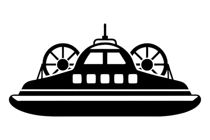 Vector hovercraft silhouette vector icon and illustration isolated on white background